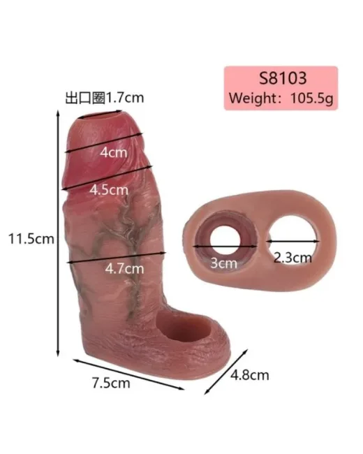 Dolgulu Testis Geçmeli Ucu Açık Penis Kılıfı – Testisli alternatif görünüm