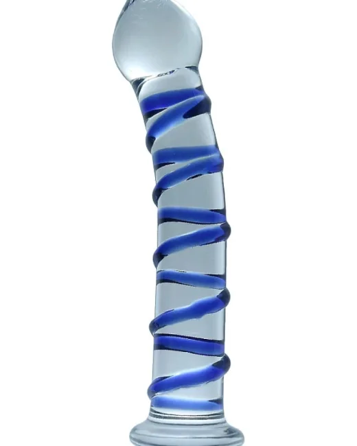 Cam Dildo Mavi Burgulu – Isıtmalı