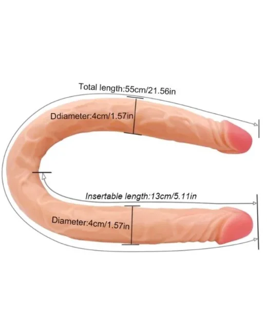 Ten Rengi 55 cm Çift Taraflı Dildo – Hissedilir Damarlı, Silikon alternatif görünüm
