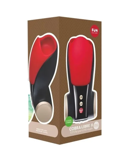 Fun Factory Cobra Libre Mastürbatör – Kırmızı – Silikon, Şarjlı