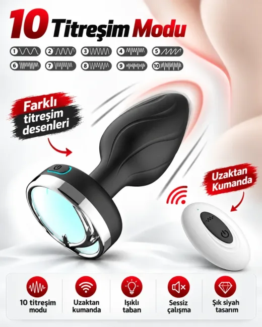 App Kontrollü Titreşimli Anal Plug – 10 Modlu, LED Işıklı, Şarjlı - Ürün görseli 4