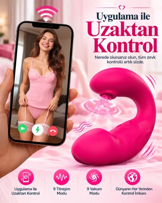App Kontrollü Çift Motorlu Klitoris Vakumlu Vibratör – Şarjlı