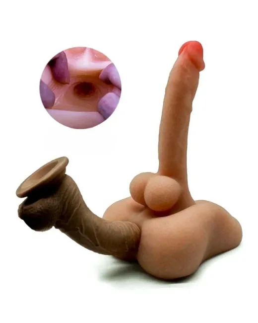 Ultra Gerçekçi Büyük Penisli Anal ve Dildo Özellikli Yarım Vücut Mastürbatör – Hissedilir Damarlı