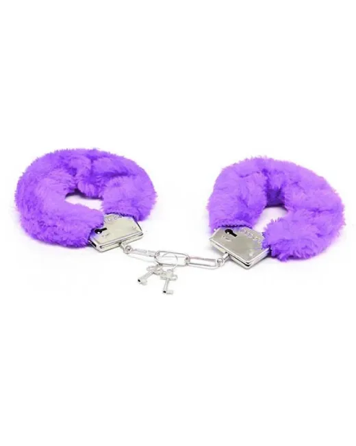 Fetiş Fantezi Mor Peluşlu Metal Kelepçe alternatif görünüm