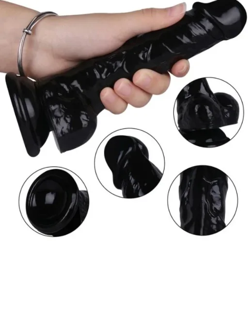 18,5 cm Siyah Dildo – Medikal Silikon – 3,8 cm Kalınlık