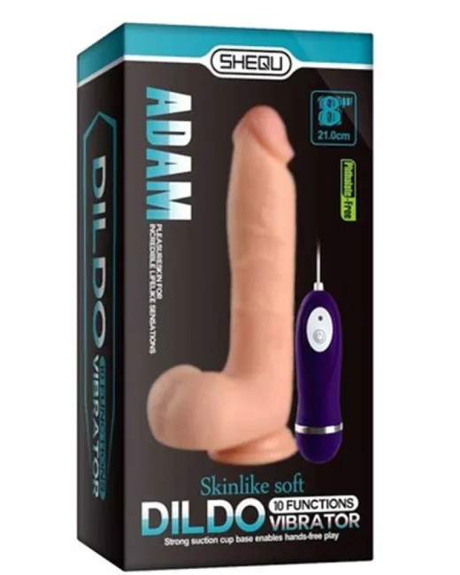 Shequ Adam Titreşimli Realistik Vantuzlu Titreşimli Dildo 21 cm – Hissedilir Damarlı
