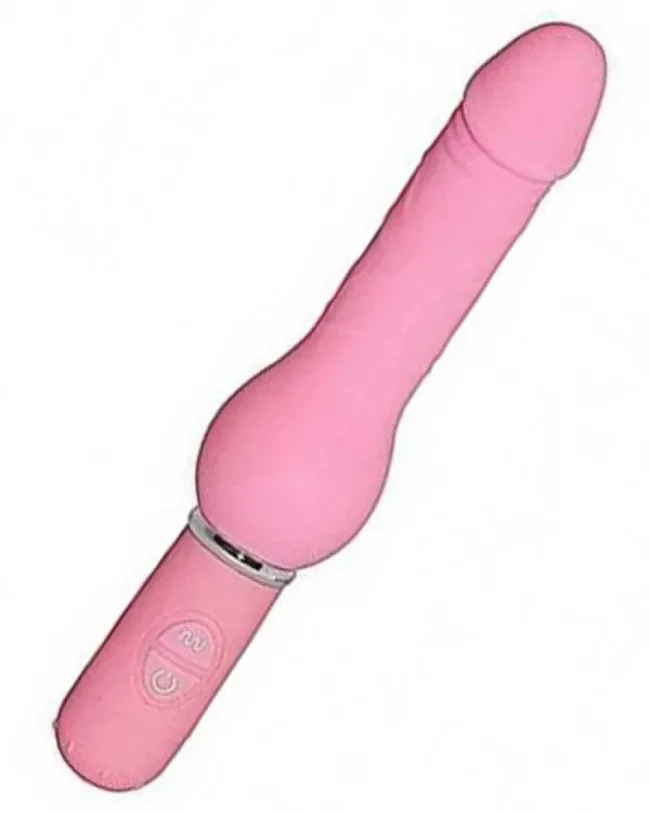 Penis şeklinde modern vibratör, 10 farklı hız ve titreşim seçeneği sunar. – Pembe