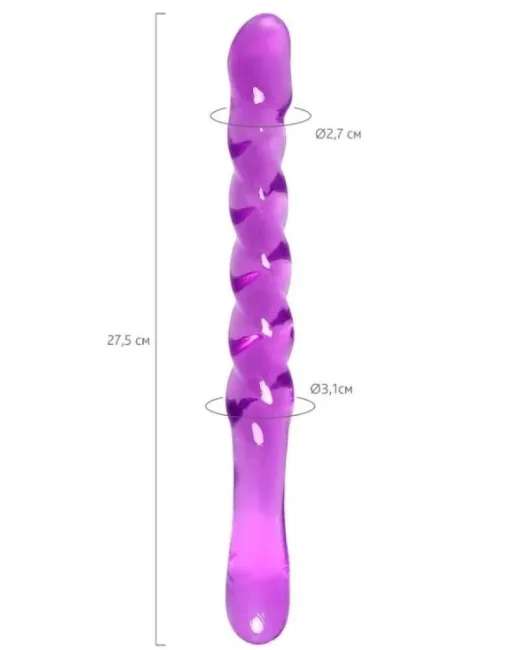 Çift taraflı Jel Dildo Tanza, TPE, mor, 27,5 cm