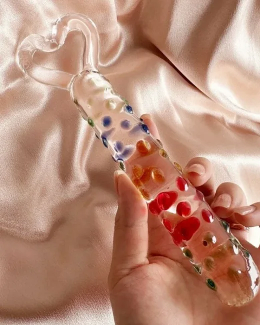 19 cm Tırtıklı Yüzeyli Renli Anal ve Vajinal Dildo