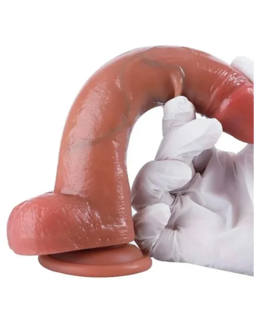 Gerçekçi Tasarımlı Vakum Tabanlı Silikon Dildo 21,6 cm