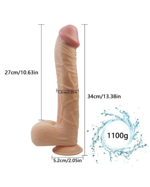 Ten Rengi 34 cm Dildo – Sıvı Silikon, Hissedilir Damarlı
