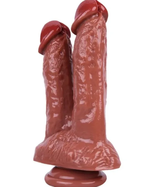 21 cm Kahverengi Çiftli Dildo – Medikal Silikon alternatif görünüm