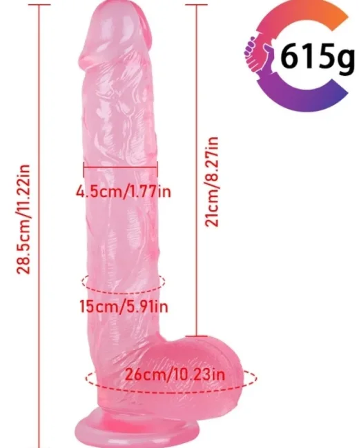 28 cm Pembe Realistik Dildo – Medikal Silikon – 5 cm Kalınlık