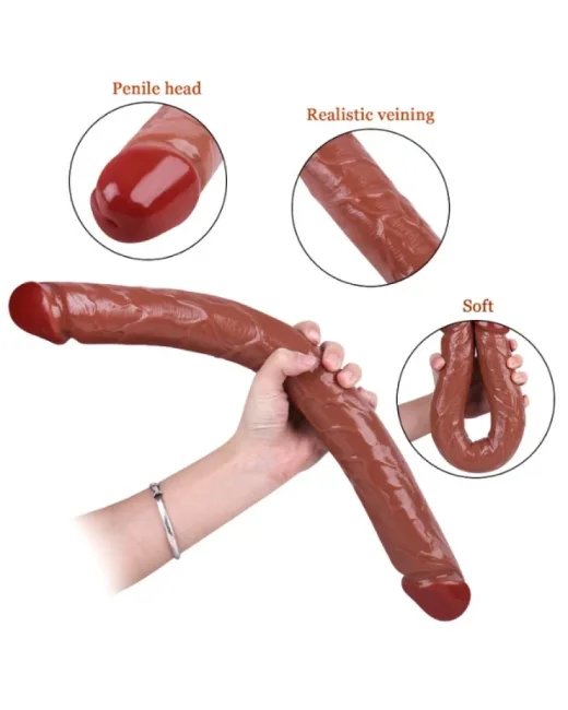 46 cm Kahverengi Çift Taraflı Dildo – Medikal Silikon