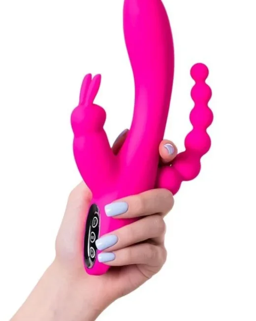 Jos Spanky Üçlü 21 cm Pembe Vibratör – Silikon, Şarjlı