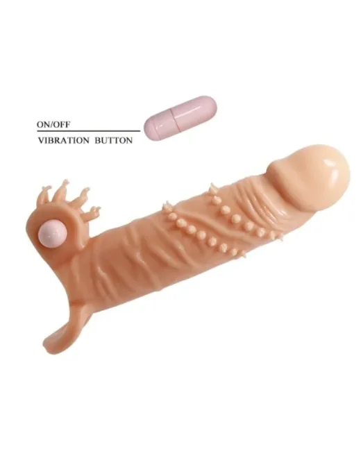 4 cm Dolgu Uzatmalı Titreşimli Penis Kılıfı – Hissedilir Damarlı