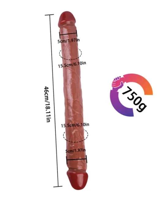 46 cm Kahverengi Çift Taraflı Dildo – Medikal Silikon