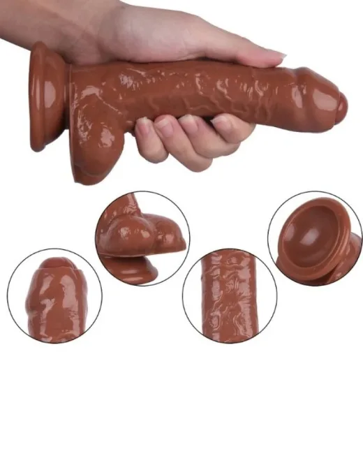 18 cm Kahverengi Dildo – Medikal Silikon – 3,6 cm Kalınlık