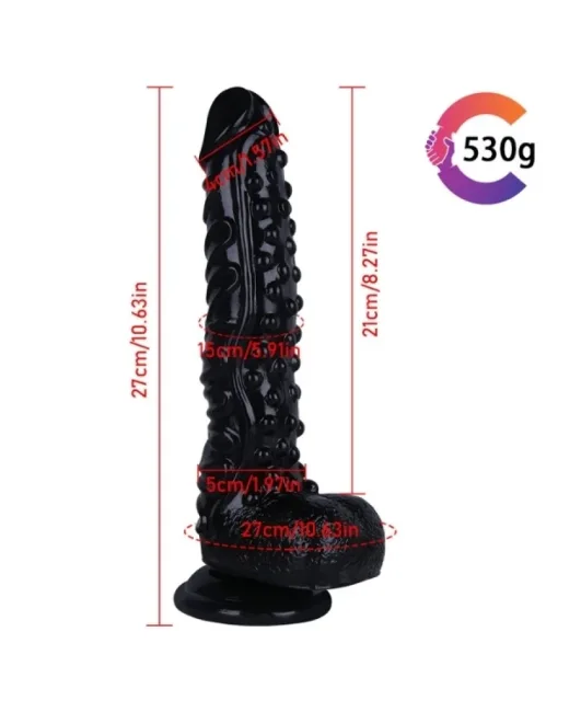 27 cm Siyah Dildo – Medikal Silikon – 4 cm Kalınlık