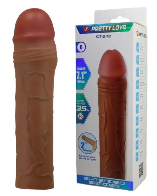 Chane Gerçek Hissiyatlı Uzatıcı Penis Kılıfı Kahverengi – Hissedilir Damarlı alternatif görünüm