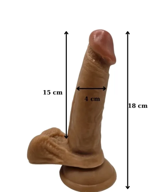 Gerçekçi Testisli Melez Dildo 18 cm alternatif görünüm