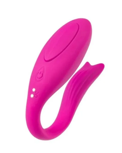 Dolphy Çiftler İçin Vibratör Silikon Pembe 9,6 cm – Şarjlı, Kumandalı