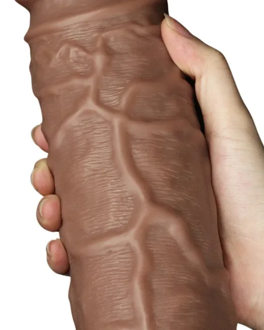 10.5'' Realistik Chubby Titreşimli Dildo – Hissedilir Damarlı, Şarjlı