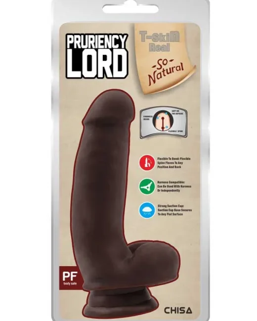 Pruriency Lord Kıkırdaklıı Gerçekçi Dildo – 17,5 cm Koyu Ten Rengi – Hissedilir Damarlı, Vantuzlu alternatif görünüm