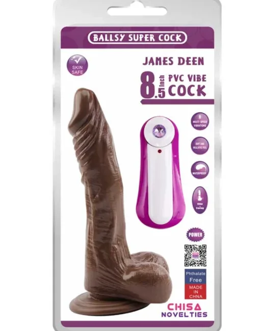 James Deen Swing Hareketli 21,5 cm Koyu Ten Rengi Vibratör – Hissedilir Damarlı, Vantuzlu alternatif görünüm