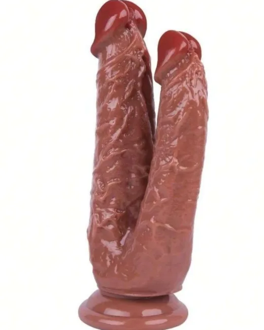 19 cm Kahverengi Çiftli Dildo – Medikal Silikon alternatif görünüm
