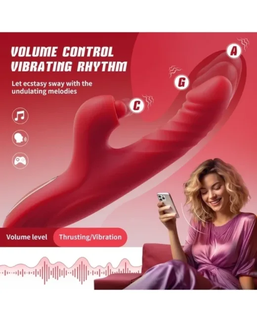 4in1 – Kırmızı Zarafet, Dört Fonksiyon Bir Arada Telefon Aplikasyonlu Modern Vibratör