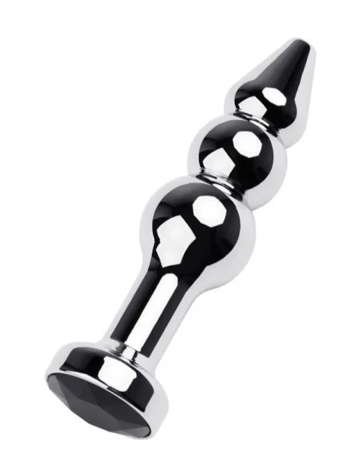 Anal Plug Metal gümüş siyah kristalli 11 cm