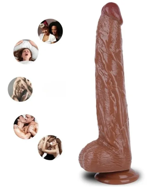 32 cm Kahverengi Dildo – Medikal Silikon – 6 cm Kalınlık alternatif görünüm