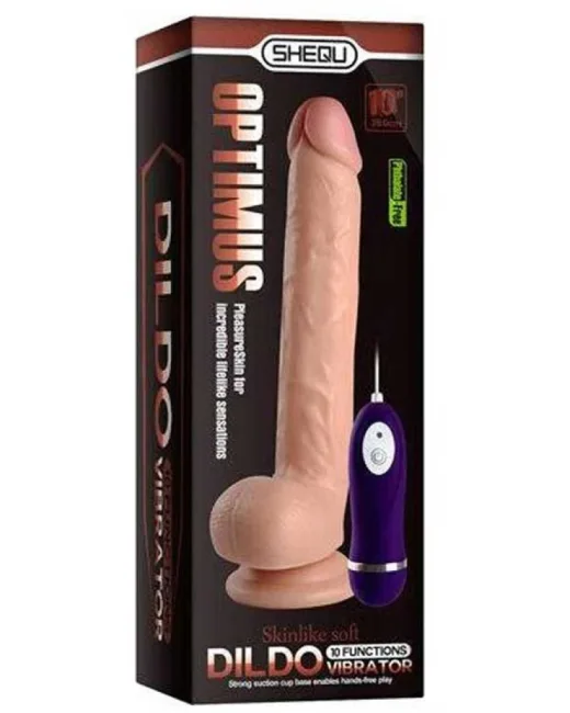 Shequ Optimus Titreşimli Realistik Dildo 28 cm – Hissedilir Damarlı, Vantuzlu