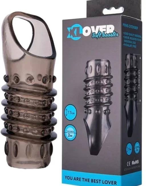 XLover Penis Extender Kılıfı TPE Siyah Şeffaf 7,5 cm