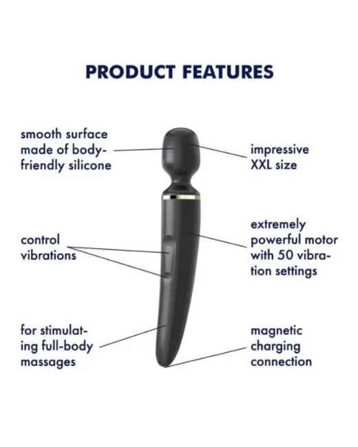 Satisfyer Wand-er Woman Siyah Vibratör 34 cm – Silikon