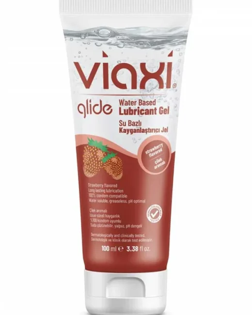 Viaxi Glide Çilek Aromalı Su Bazlı Kayganlaştırıcı Jel 100 ml Viaxi Glide Çilek Aromalı