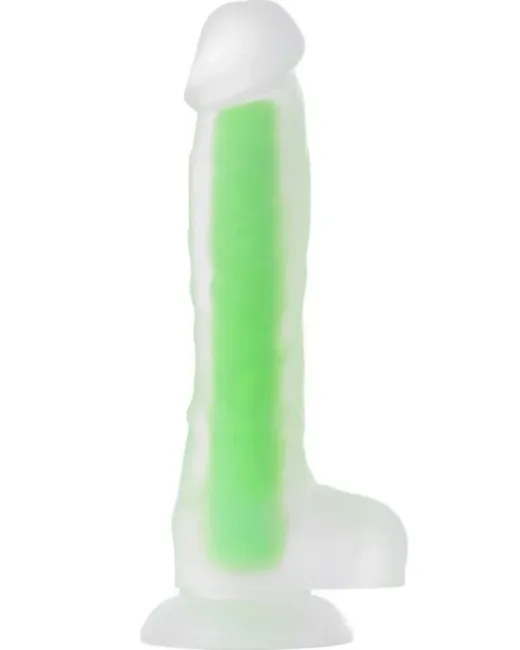 Beyond Clark Glow Gece Parlayan Yeşil Dildo Silikon Şeffaf 22 cm – Vantuzlu
