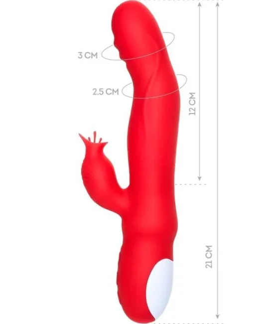 Jos Redli 21 cm Kırmızı Klitoral Uyarıcılı Vibratör – Silikon, Şarjlı alternatif görünüm