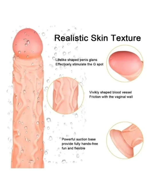 Ten Rengi 35 cm Dildo – Sıvı Silikon, Hissedilir Damarlı