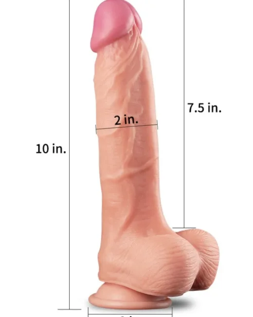 10 i̇nç Dual Layer Platinum Silikon Cock Dildo – Hissedilir Damarlı