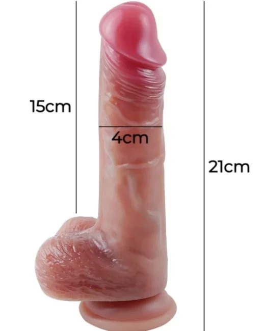 Gerçekçi Tasarımlı Vakum Tabanlı Silikon Dildo 21 cm alternatif görünüm