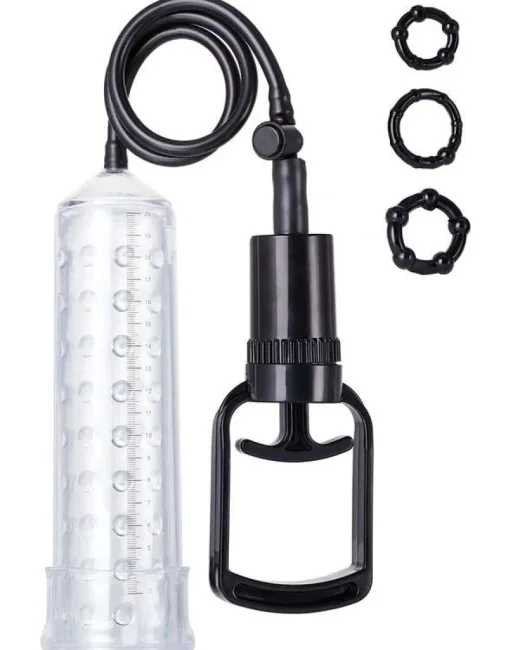 3 halkalı penis pompası TPE transparan 23,5 cm