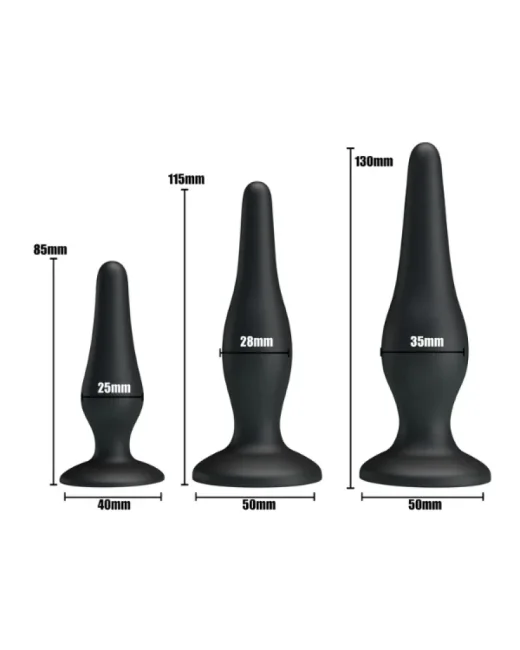 Siyah Silikon Anal Plug Seti