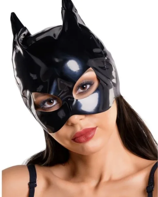 Glossy ANN Deri Kedi Maskesi siyah