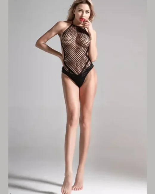 Kadın Siyah Fileli Seksi Babydoll