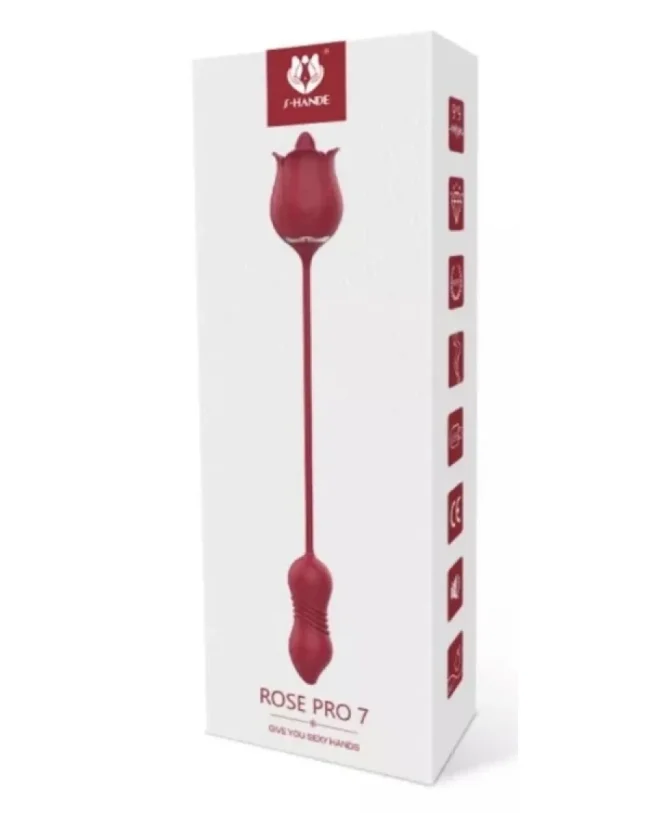 S-Hande Rose Pro 7 İleri Geri Hareket ve Dil vibratör – Silikon, Şarjlı