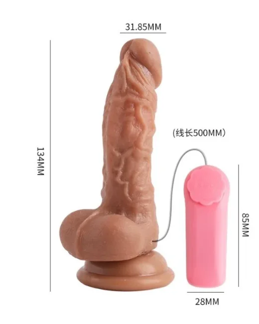 13,4 cm Kablolu Kumandalı Dildo Vibratör