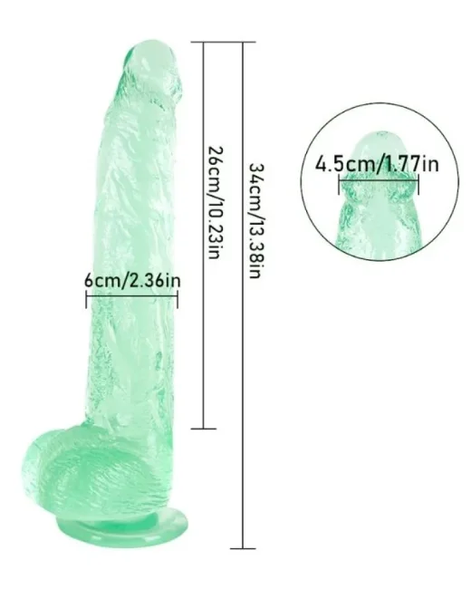 33 cm Yeşil Realistik Dildo – Medikal Silikon