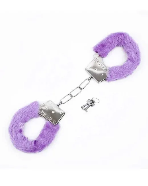 Fetiş Fantezi Mor Peluşlu Metal Kelepçe